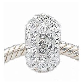SOLID STERLING SILVER 925 SWAROVSKI CLEAR CRYSTAL BEAD - suitable for most European bracelets including the Pandora brand
