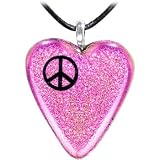Holly Lynn Pink Peace Sign Heart Dichroic Glass Necklace