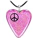 Holly Lynn Pink Peace Sign Heart Dichroic Glass Necklace