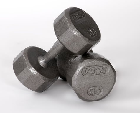 5-50 Pound 12-Sided Solid Gray Dumbbell Set with Dumbbell Rack