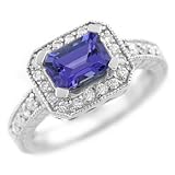 1.38ct VVS AAA Tanzanite & Diamonds Engagement Ring 14k White Gold Antique Style