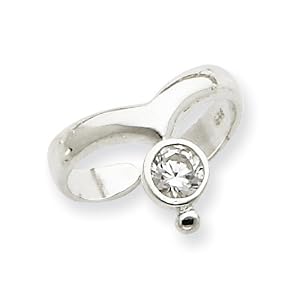 Sterling Silver Cubic Zirconia Dangle Toe Ring,CZ