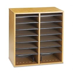 Safco Products Wood Adjustable Literature Organizer, 16 Compartment, Oak (9422MO)