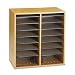 Safco 9422MO Wood Literature/CD Organizer, 16 Adjustable Compartments, Medium Oak