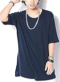 ネイビー F (ベストマート)BestMart ラグジュアリー ストリート系 無地 ロング丈 ヘム ラウンド ロング Tシャツ メンズ 半袖 半そで ストレッチ Uネック カットソー コットン 綿 サイドスリット BIGシルエット ビックシルエット ビッグシルエット メンズTシャツ Tシャツメンズ メンズカットソー カットソーメンズ 春 夏 秋 冬 619336-010-601