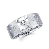 14K White Gold Round Diamond Men's Couple Wedding Ring Band (1/3 ctw., GH Color, SI Clarity)