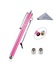 Wireless: Stylus, Wisdompro? 4.7" Universal Microfiber Mesh Tip Styli Pen with 2pcs Replacement Tips and Tether for Capacitive Touch Screen iPad, Tablet, iPhones, Samsung Galaxy Note /Tab (Hot Pink) - Wisdompro
