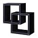 Faux-Leather Double Square Wall Shelf - Black