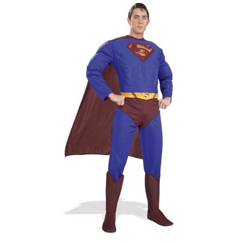 DC Comics Deluxe Muscle Chest Superman Costume, As Shown, Large