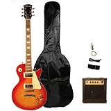 Barcelona LP Style Full Size Electric Guitar Set with 10 Watt Amp - Cherry Sunburst