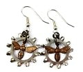 Surgical Steel Dangle Earrings Steampunk Gears Industrial Gothic Brass Bees