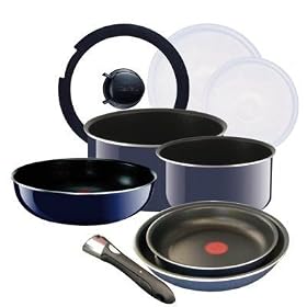 Seb - L5008803 - Starter Set - Ingenio Email - Po�les et Casseroles avec poign�e amovible et couvercle en verre