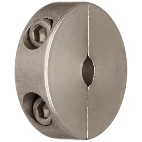 Climax Metal H2C-018-S Shaft Collar, Stainless Steel Grade 303, Two Piece, 3/16" ID, 13/16" OD, 1/4" Wide, With 4-40 x 3/8 Set Screw