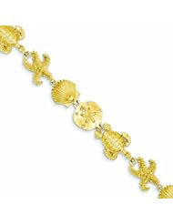 14K Gold Sea Life Theme Bracelet 7.25 Inches