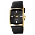 Armitron Men`s 204604BKGPBK Swarovski Crystal Accented Gold-Tone Black Leather Strap Watch
