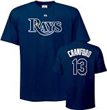 Carl Crawford Majestic Name and Number Navy Tampa Bay Rays T-Shirt