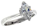 Sterling Silver .85 Carat size Marquise Cut Cubic Zirconia Bridal Ring