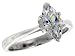 Sterling Silver .85 Carat size Marquise Cut Cubic Zirconia Bridal Ring
