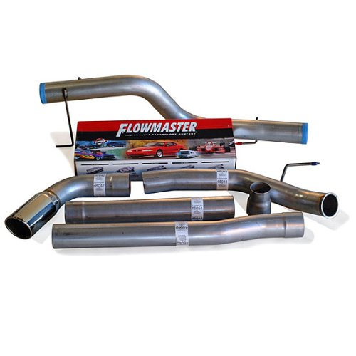 Flowmaster (17374) Single Side Exit Exhaust Systems - Cummins 24V Turbo Diesel, 2/4 Wheel Drive, All Wheelbases, All 4.00" Tubing From Turbo Back, Incl. Hardware, 50 Series H.D. Muffler, 5.00" Logo Em
