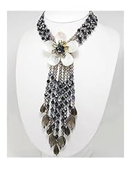 Flower Mother of Pearl Necklace In 92.5 Sterling Silver
