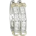 14K Two Tone Gold Channel Set Round Diamond Hoop Earrings (0.74 ctw, GH, SI1)