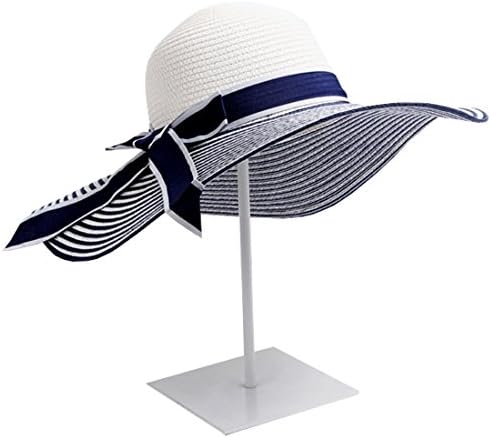 FashinArtDecor Summer Sand Straw Hat With Bow Blue White