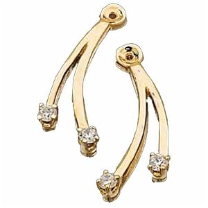 14kt Yellow Gold Two Stalk Diamond Earrings Jacket