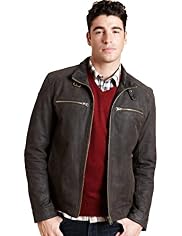 Big & Tall North Coast Suede Leather Biker Jacket