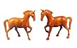 Pair of Handmade Decorative Wood Horse Carvings (Thailand)
