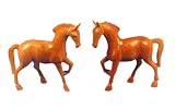 EXP Pair of Handmade Decorative Wood Horse Carvings (Thailand)