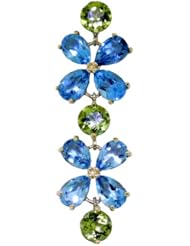 14k Gold Bracelet with Genuine Clover Design Blue Topaz & Round Peridots