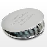 Personalised Engraved Silver Round Compact Mirror Great Gift Idea for Women Wedding Xmas Valentines Day Mothers Day Anniversary Birthday Christmas