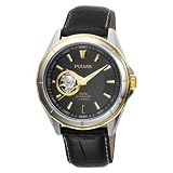 Pulsar Mens PS2002 21 Jewel Mechanical Self-Winding Battery-Free Automatic Black Leather Band... by Pulsar
