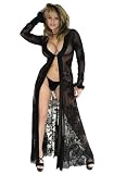 Custom Elegant Favorite! Delicate Illusions trademark Coat Gown in Black Rose Velvet Flocked Mesh. Matching Thong included.