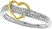 Sterling Silver Micro Pave Diamond Ring Featuring 0.15CT Diamond Band And A Golden Heart Middle