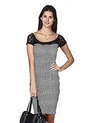 Houndstooth Print Cotton/Jersey Midi Dress 