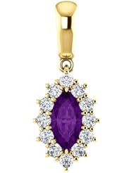 14K Yellow Gold 8.00x4.00mm Marquise Cut Chatham Created Alexandrite and Diamond Pendant -- LIFETIME WARRANTY