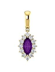 18K Yellow Gold 8.00x4.00mm Marquise Cut Chatham Created Alexandrite and Diamond Pendant -- LIFETIME WARRANTY