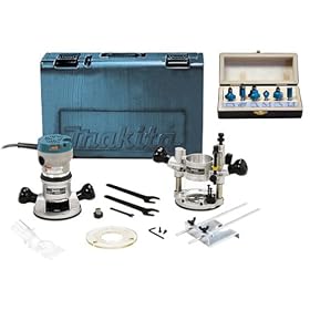 Makita RF1101KITK 2-1/4 HP VS Router Kit includes Plunge Base, Edge Guide, Larger Hole Base Plate