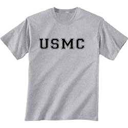 USMC Athletic Marines Short Sleeve T-Shirt - Military Style Physical Training T-Shirt in gray