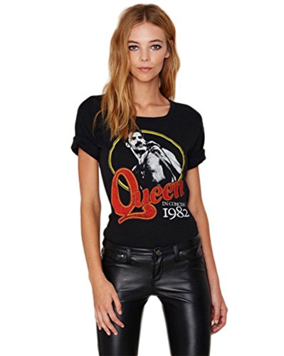 Womens Queen Band T Shirt Rock Band Printed Crewneck Tee