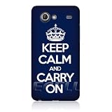 Ecell - BLUE KEEP CALM AND CARRY ON DESIGN BACK CASE FOR SAMSUNG GALAXY S ADVANCE I9070