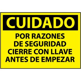 Spanish Aluminum Sign - Cuidado Por Razones De Seguridad Cierre Con Llave