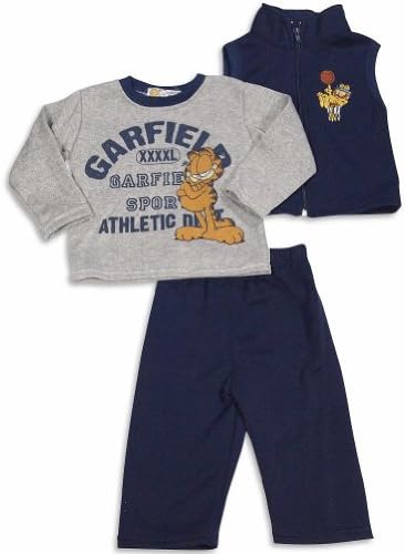 Garfield - Baby Boys 3 Piece Garfield Fleece Pant Set, Navy, Grey 30145-24Months
