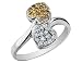 White and Champagne Diamond Heart Ring 1/4 Carat (ctw) in 10K White Gold