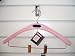WOODEN HANGER CURVY - PINK SATIN WITH BLACK PLAQUE  39CM