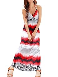 V-neck General Print Halter Sleeveless Cotton/Polyester  Dress