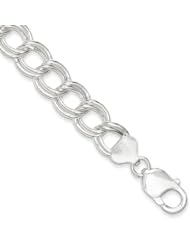 Sterling Silver 11.5mm Polished Double Link Charm Bracelet