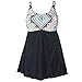 PZZ Geometric Print Plus Size Black Bathing Dress Push Up Swimsuit(FBA)