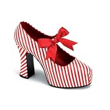 Candy Striper Costume Shoe 4 Inch Heels Red and White Stripe Bow